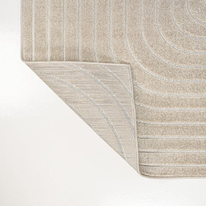8' X 10' Beige And Cream Striped Indoor Outdoor Area Rug HomeRoots