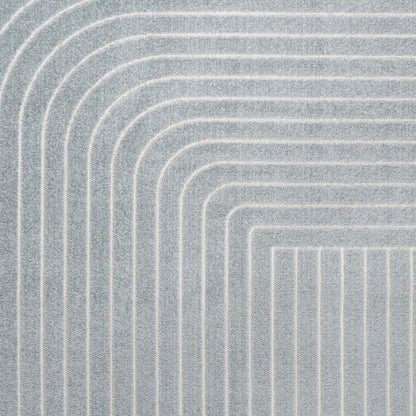 8' X 10' Light Blue And Cream Striped Indoor Outdoor Area Rug HomeRoots