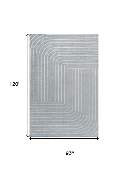 8' X 10' Light Blue And Cream Striped Indoor Outdoor Area Rug HomeRoots