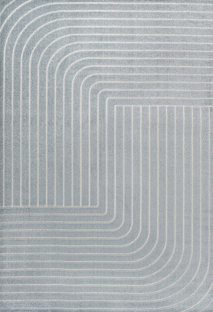 8' X 10' Light Blue And Cream Striped Indoor Outdoor Area Rug HomeRoots