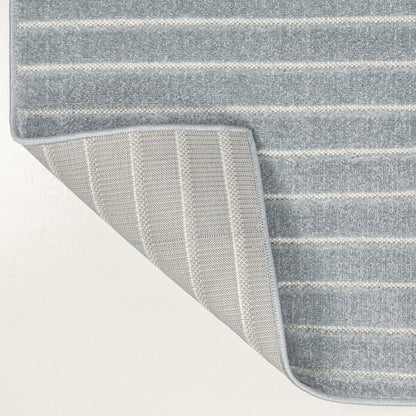 8' X 10' Light Blue And Cream Striped Indoor Outdoor Area Rug HomeRoots