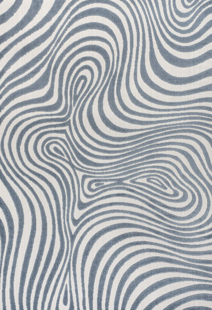 8' X 10' Dark Blue And Cream Abstract Indoor Outdoor Area Rug — view 5