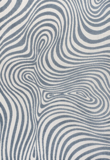 8' X 10' Dark Blue And Cream Abstract Indoor Outdoor Area Rug HomeRoots