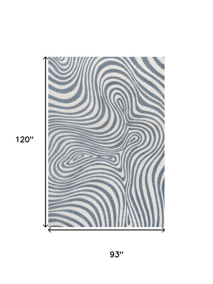 8' X 10' Dark Blue And Cream Abstract Indoor Outdoor Area Rug HomeRoots