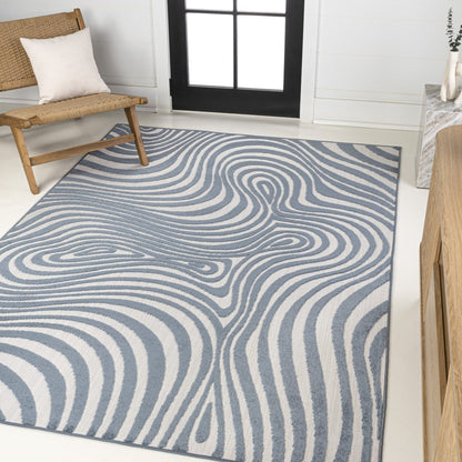 8' X 10' Dark Blue And Cream Abstract Indoor Outdoor Area Rug HomeRoots