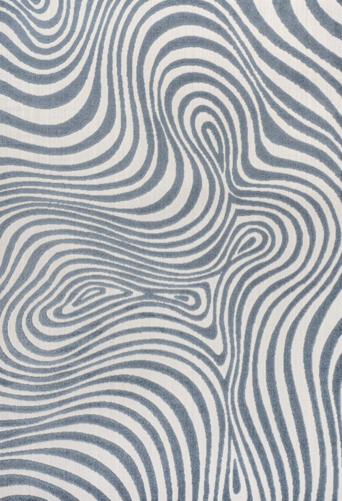 8' X 10' Dark Blue And Cream Abstract Indoor Outdoor Area Rug — view 3