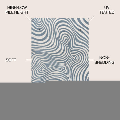 8' X 10' Dark Blue And Cream Abstract Indoor Outdoor Area Rug HomeRoots