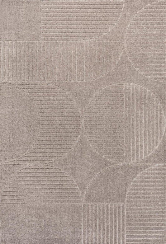 8' X 10' Taupe And Beige Striped Indoor Outdoor Area Rug