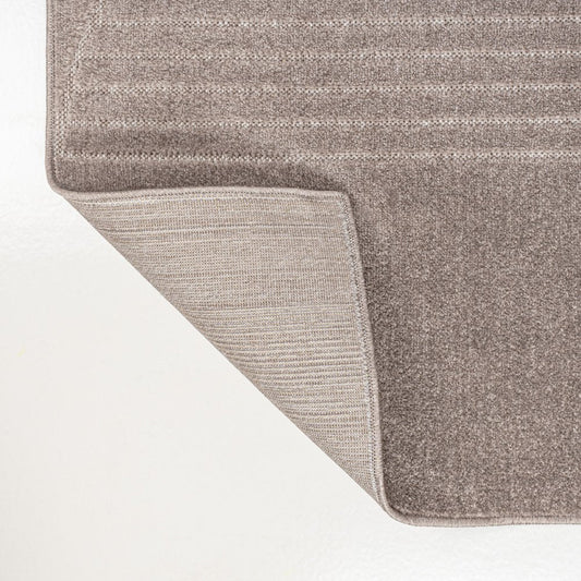 8' X 10' Taupe And Beige Striped Indoor Outdoor Area Rug