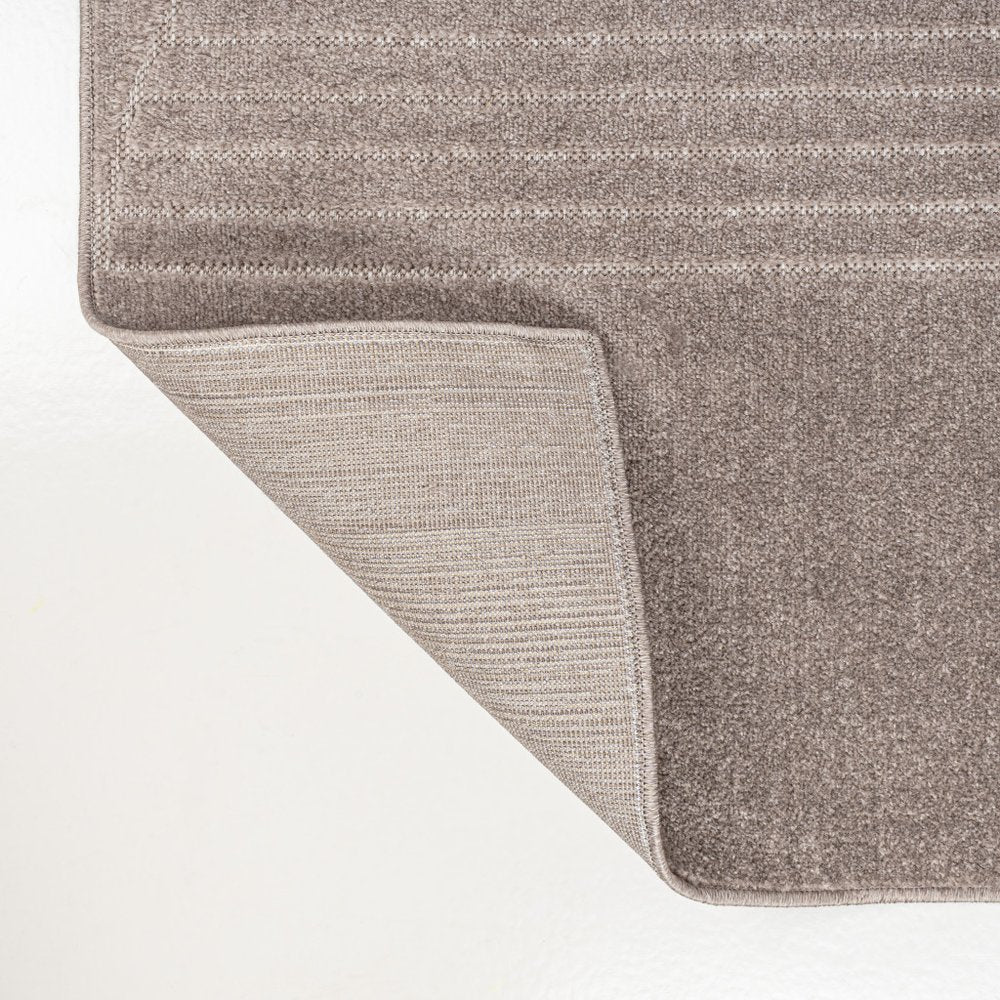 8' X 10' Taupe And Beige Striped Indoor Outdoor Area Rug HomeRoots