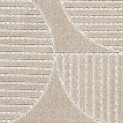 8' X 10' Beige And Cream Striped Indoor Outdoor Area Rug HomeRoots