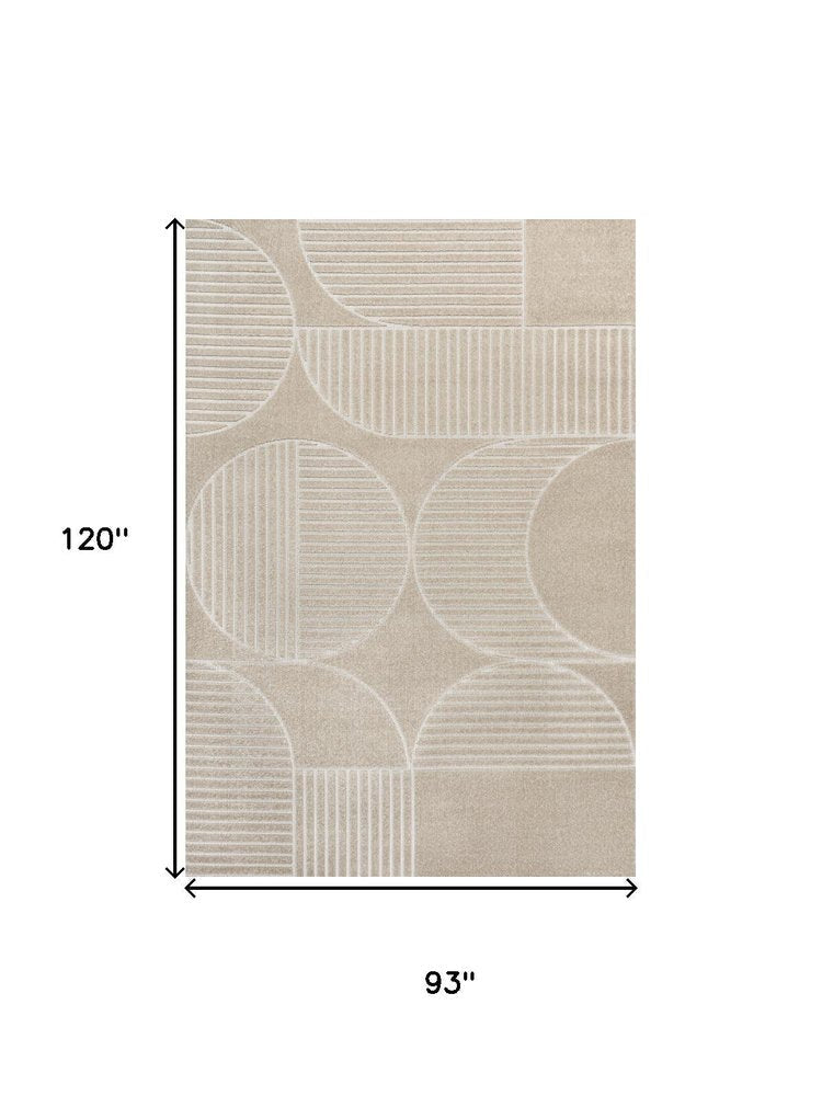 8' X 10' Beige And Cream Striped Indoor Outdoor Area Rug HomeRoots