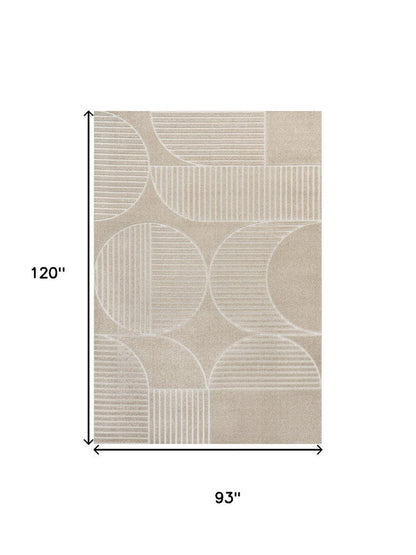 8' X 10' Beige And Cream Striped Indoor Outdoor Area Rug HomeRoots