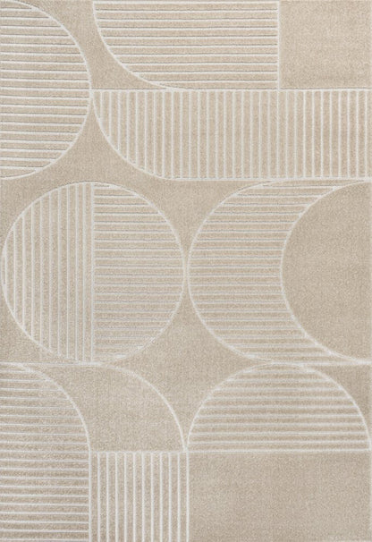 8' X 10' Beige And Cream Striped Indoor Outdoor Area Rug HomeRoots