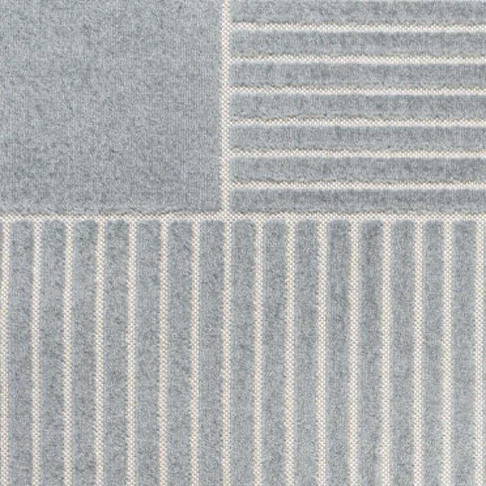 8' X 10' Light Blue And Cream Striped Indoor Outdoor Area Rug HomeRoots