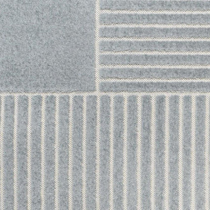 8' X 10' Light Blue And Cream Striped Indoor Outdoor Area Rug HomeRoots