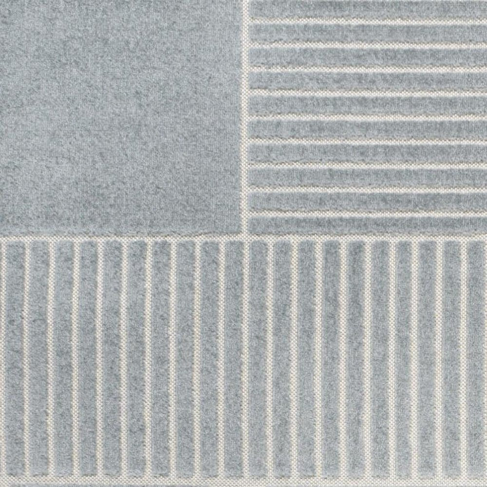 8' X 10' Light Blue And Cream Striped Indoor Outdoor Area Rug HomeRoots