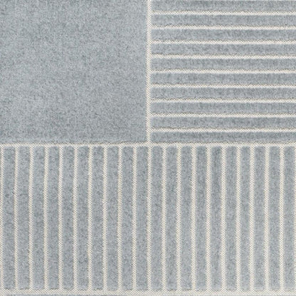 8' X 10' Light Blue And Cream Striped Indoor Outdoor Area Rug