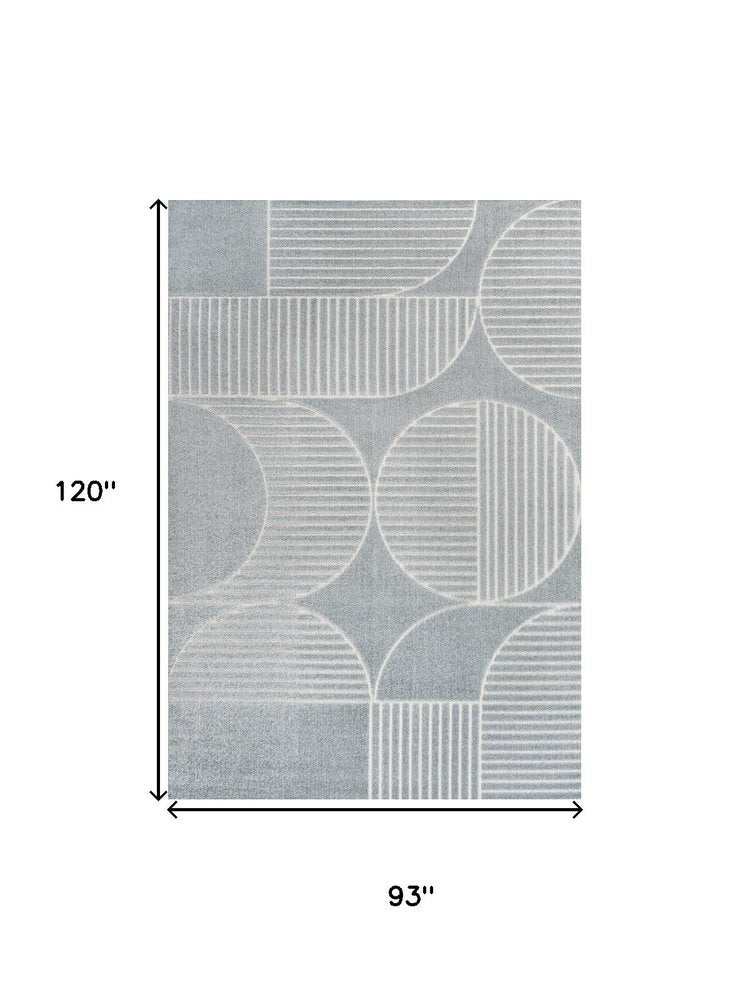 8' X 10' Light Blue And Cream Striped Indoor Outdoor Area Rug