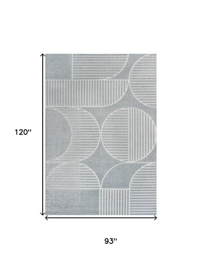 8' X 10' Light Blue And Cream Striped Indoor Outdoor Area Rug
