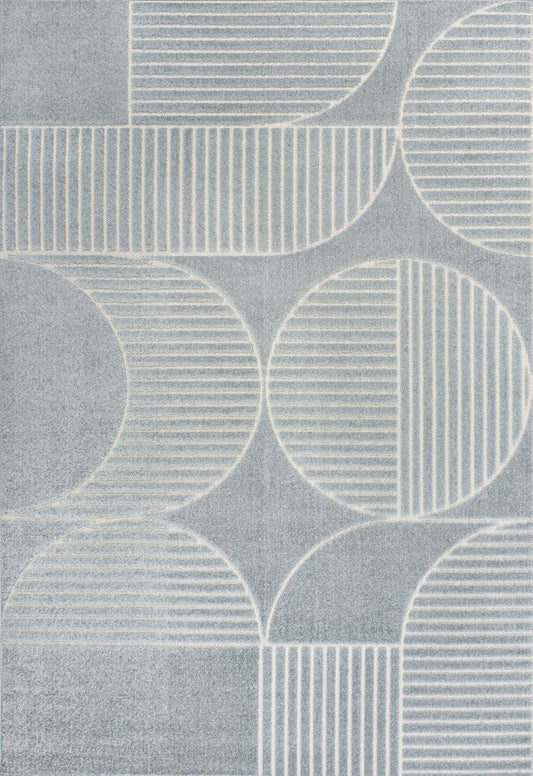 8' X 10' Light Blue And Cream Striped Indoor Outdoor Area Rug