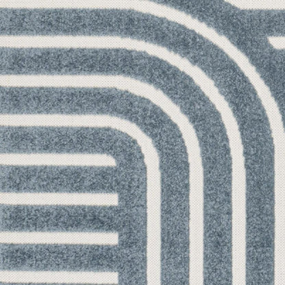 8' X 10' Navy Blue And Cream Striped Indoor Outdoor Area Rug HomeRoots