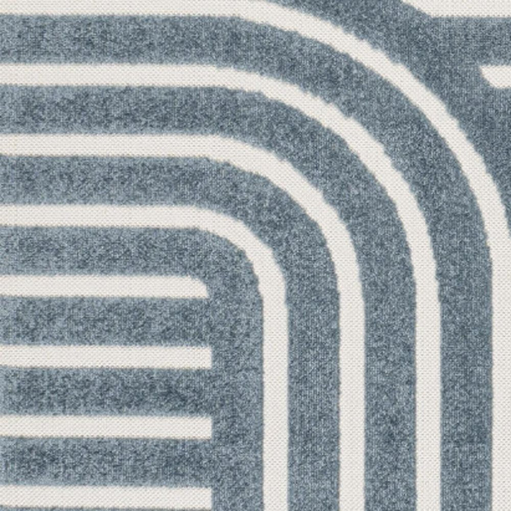 8' X 10' Navy Blue And Cream Striped Indoor Outdoor Area Rug — view 3