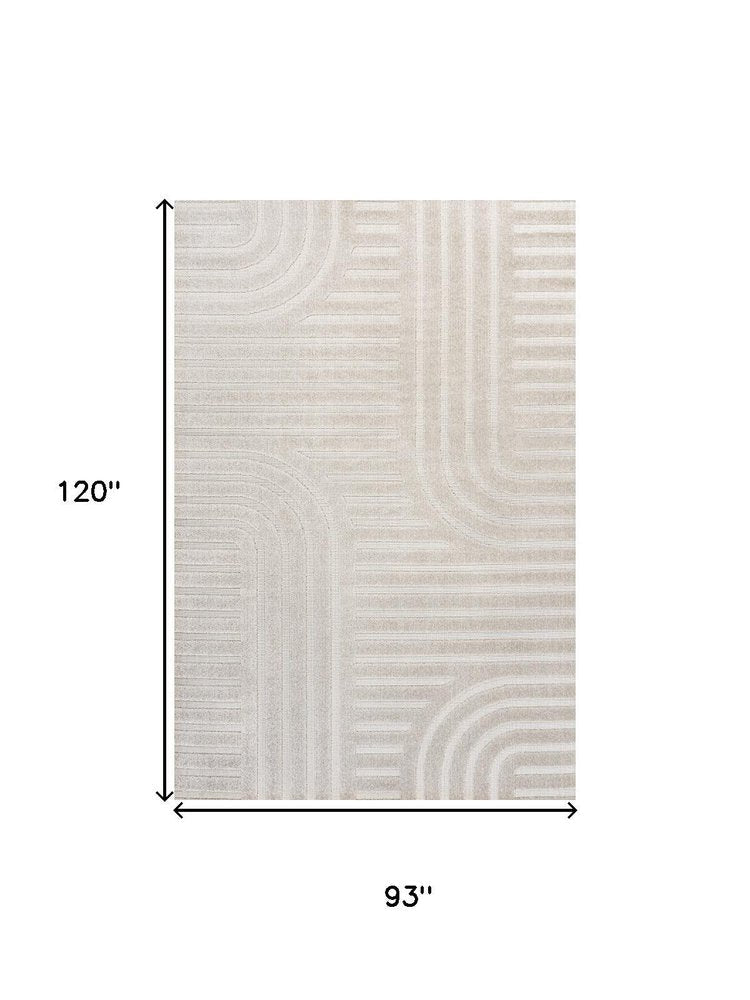 8' X 10' White And Cream Striped Indoor Outdoor Area Rug — view 3