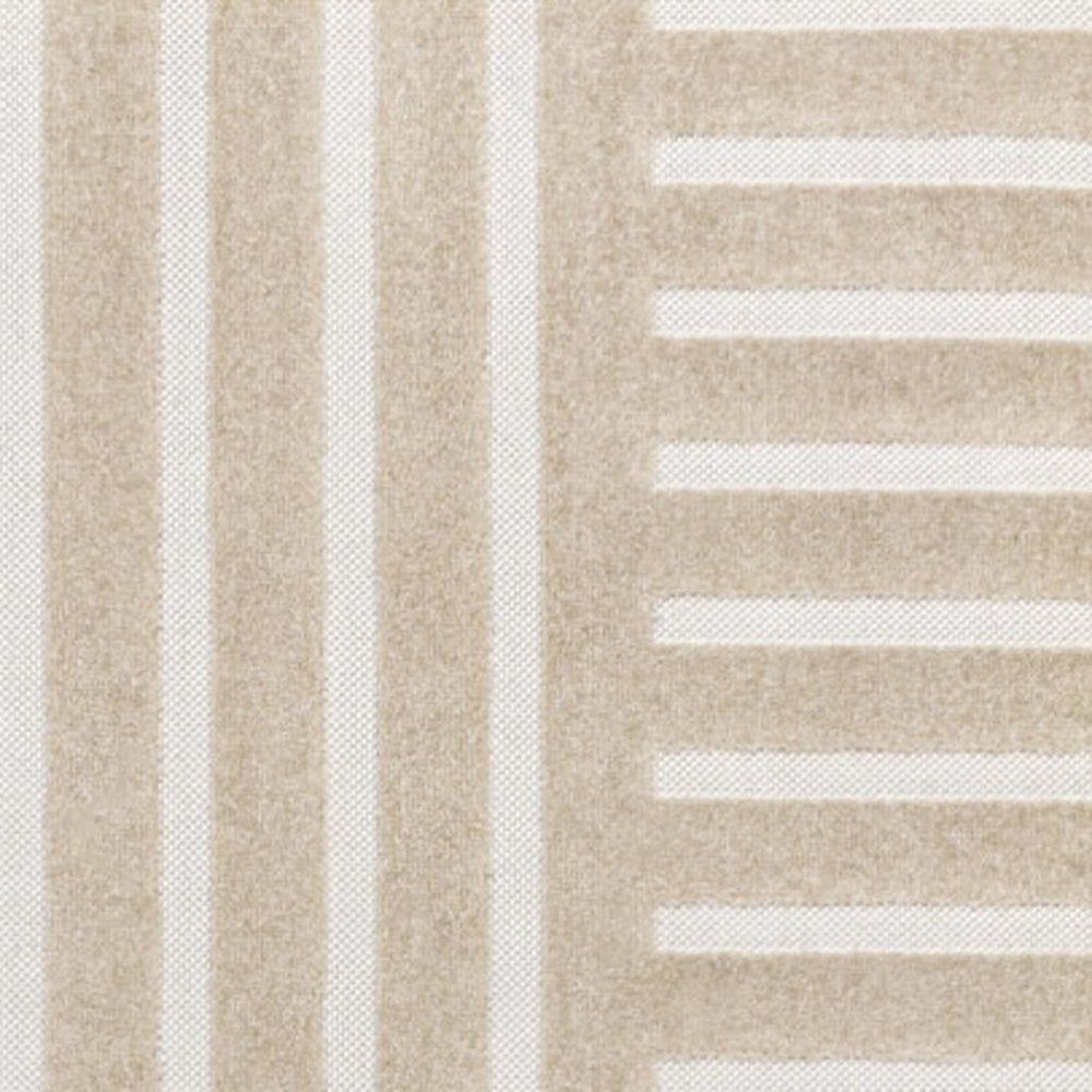 8' X 10' Beige And Cream Striped Indoor Outdoor Area Rug HomeRoots