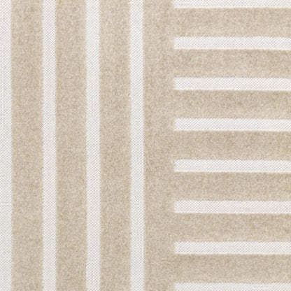 8' X 10' Beige And Cream Striped Indoor Outdoor Area Rug HomeRoots