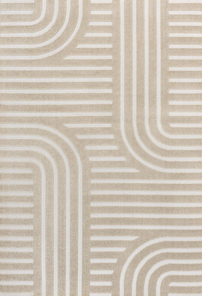 8' X 10' Beige And Cream Striped Indoor Outdoor Area Rug HomeRoots