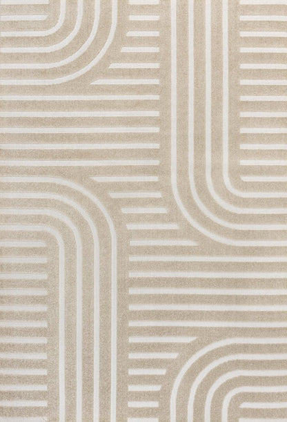 8' X 10' Beige And Cream Striped Indoor Outdoor Area Rug HomeRoots