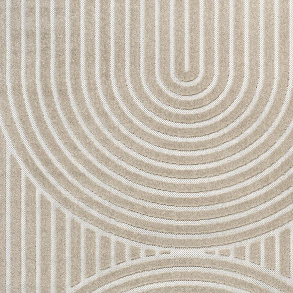 8' X 10' Beige And Cream Striped Indoor Outdoor Area Rug HomeRoots