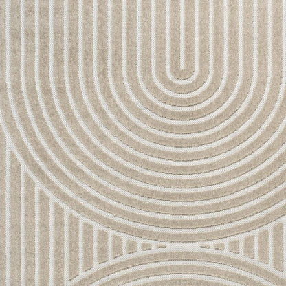 8' X 10' Beige And Cream Striped Indoor Outdoor Area Rug HomeRoots