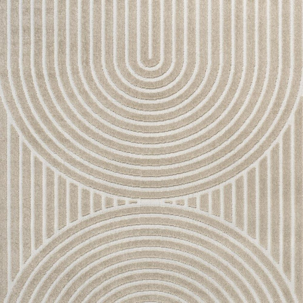 8' X 10' Beige And Cream Striped Indoor Outdoor Area Rug — view 4