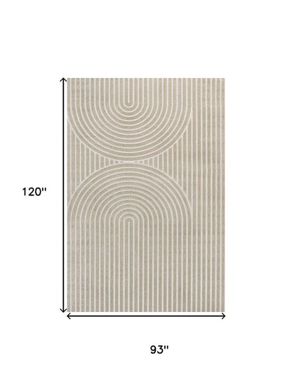 8' X 10' Beige And Cream Striped Indoor Outdoor Area Rug HomeRoots