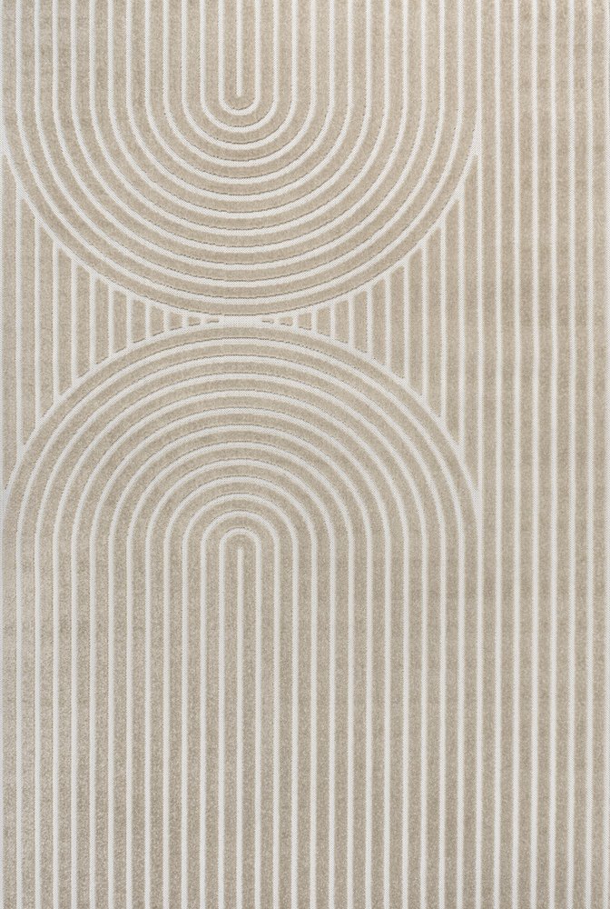 8' X 10' Beige And Cream Striped Indoor Outdoor Area Rug HomeRoots