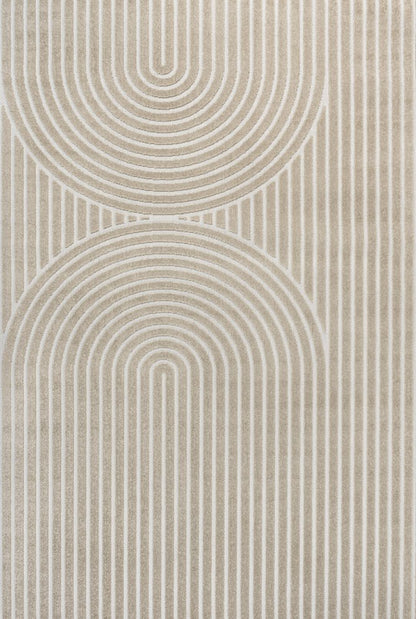 8' X 10' Beige And Cream Striped Indoor Outdoor Area Rug HomeRoots