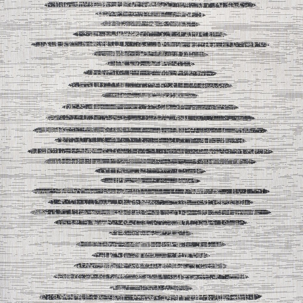 5' Ivory And Black Square Striped Indoor Outdoor Area Rug HomeRoots