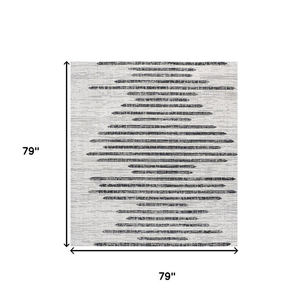 6' Ivory And Black Square Striped Indoor Outdoor Area Rug HomeRoots