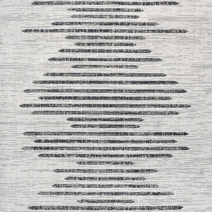 6' Ivory And Black Square Striped Indoor Outdoor Area Rug HomeRoots