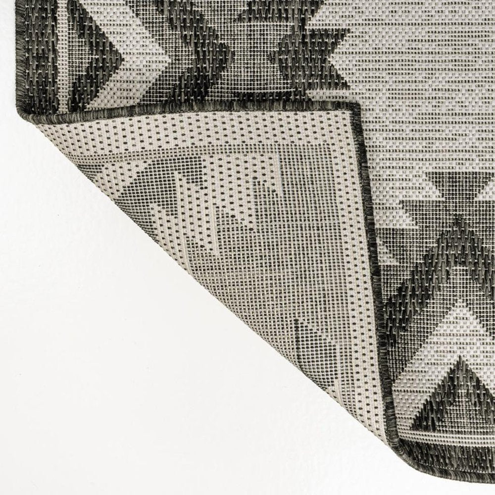 8' Black And Cream Moroccan Indoor Outdoor Runner Rug — view 7
