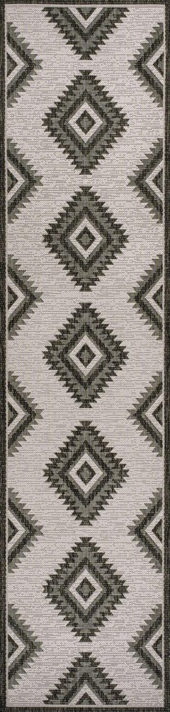 8' Black And Cream Moroccan Indoor Outdoor Runner Rug HomeRoots