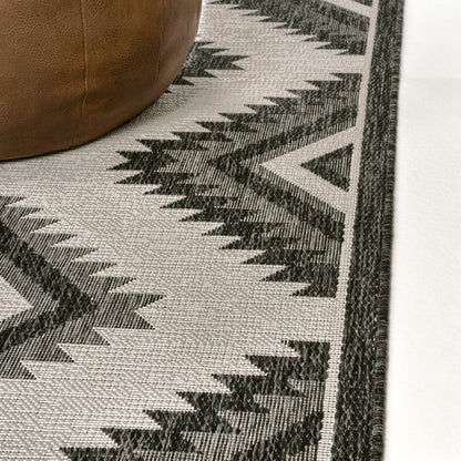 8' Black And Cream Moroccan Indoor Outdoor Runner Rug HomeRoots