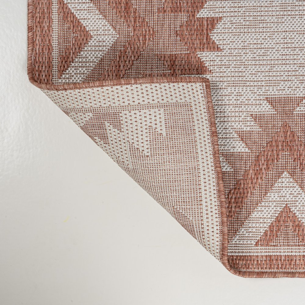8' Salmon And Cream Moroccan Indoor Outdoor Runner Rug HomeRoots