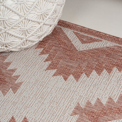 8' Salmon And Cream Moroccan Indoor Outdoor Runner Rug