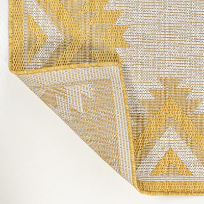 8' Yellow And Cream Moroccan Indoor Outdoor Runner Rug HomeRoots