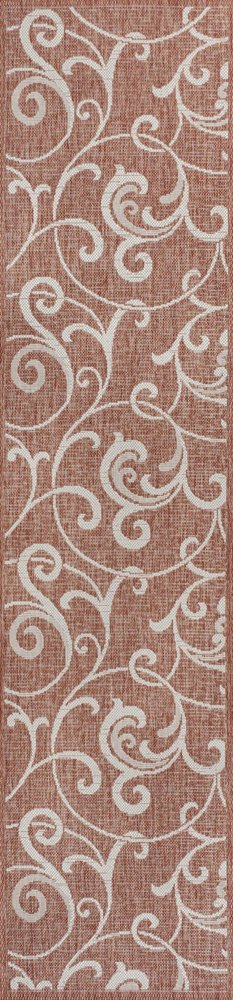 8' Salmon And Cream Floral Indoor Outdoor Runner Rug HomeRoots