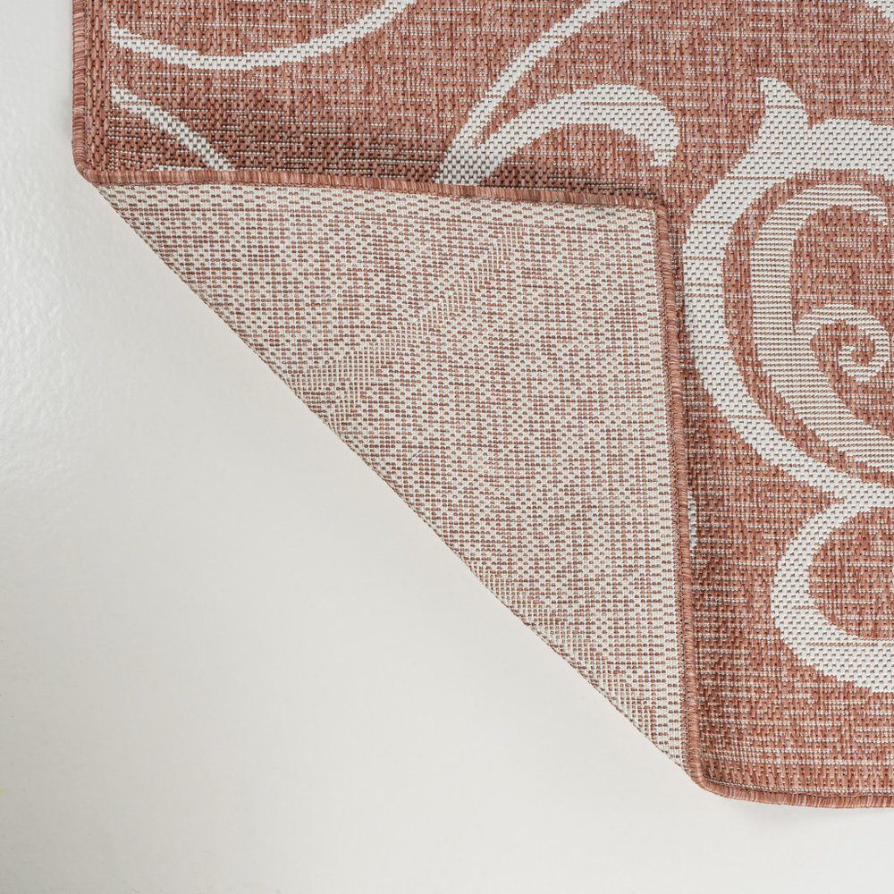 8' Salmon And Cream Floral Indoor Outdoor Runner Rug HomeRoots