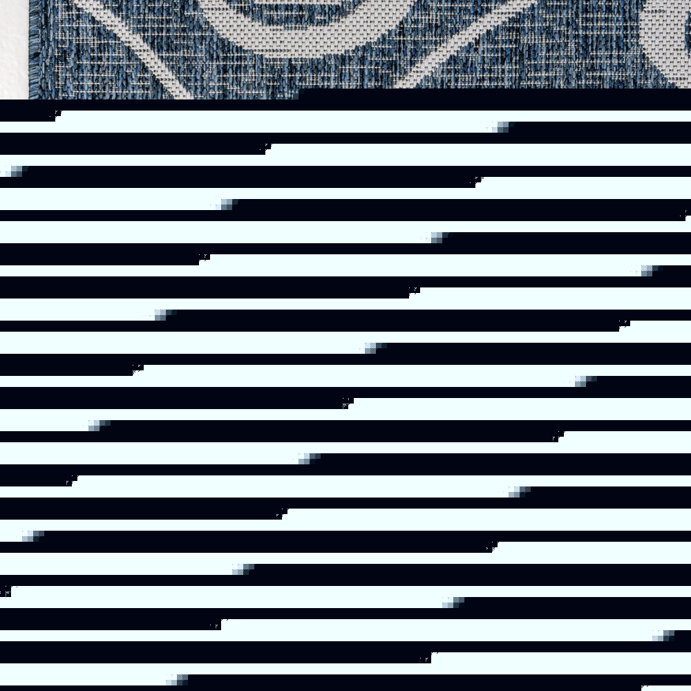 8' Navy Blue And Cream Floral Indoor Outdoor Runner Rug — view 19
